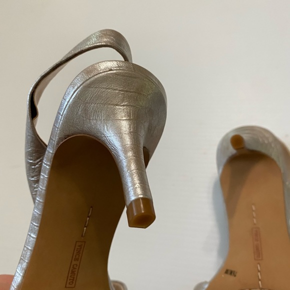 Vince Camuto Silver Snake Slingback Low High Heels - Picture 12 of 12